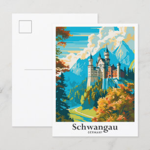 Carte Postale Schwangau Allemagne Illustration Vintage voyage