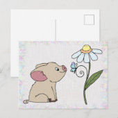 Carte Postale Schweinchen mit Blume (Devant / Derrière)