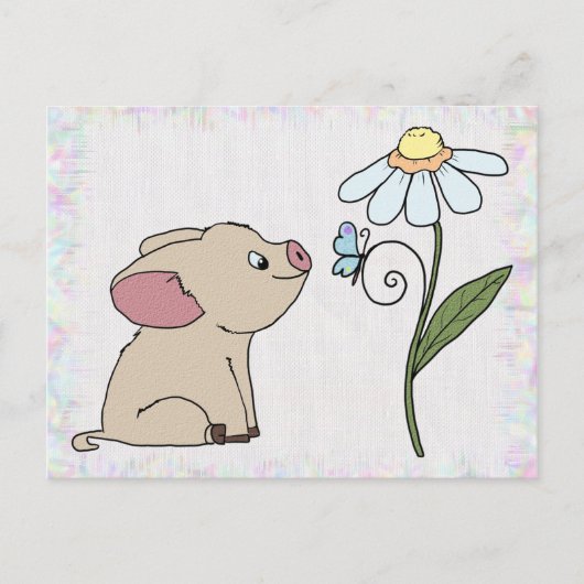 Carte Postale Schweinchen mit Blume (Devant)