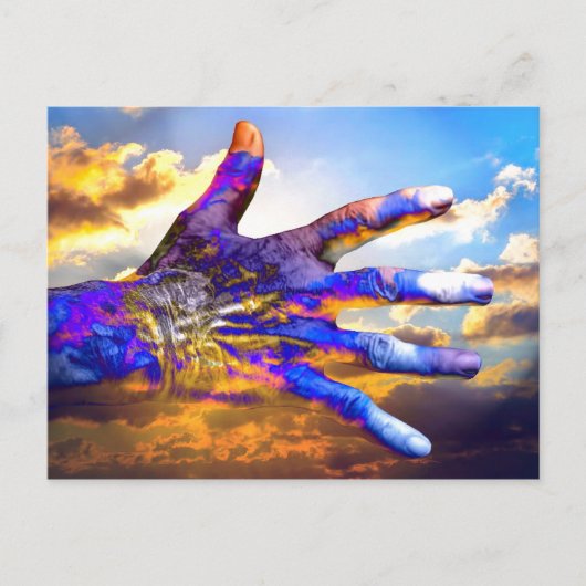 Carte Postale Sci-Fi à la main dans le ciel (Devant)