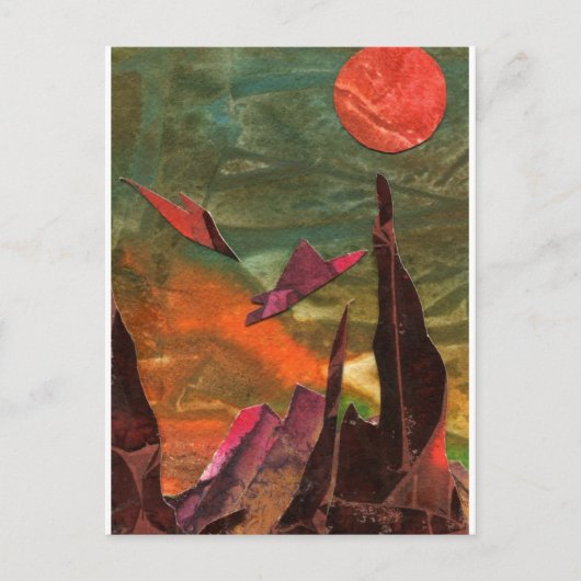 Carte Postale Sci-Fi "Oiseaux de feu" formes de vie alien en vol (Devant)