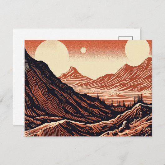 Carte Postale Sciage de paysage SF Mars 4 (Devant / Derrière)