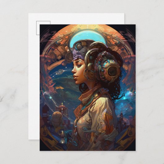 Carte Postale Science-fiction Femme Noire Afrofuturisme (Devant / Derrière)