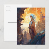 Carte Postale Science Fiction Ville Paysage Lady Sci Fi (Devant / Derrière)