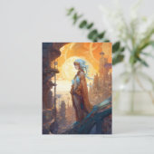 Carte Postale Science Fiction Ville Paysage Lady Sci Fi (Debout devant)