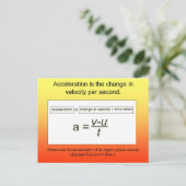 Carte Postale Science, l'accélération est l'augmentation de la v (Debout devant)