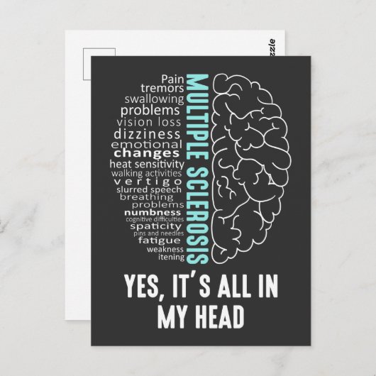 Carte Postale Sclérose en plaques SP Tout est dans ma tête (Devant / Derrière)