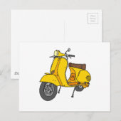Carte Postale Scooter à moteur jaune (Devant / Derrière)