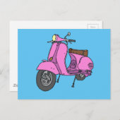 Carte Postale Scooter à moteur rose (Devant / Derrière)
