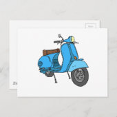 Carte Postale Scooter bleu (Vespa) (Devant / Derrière)