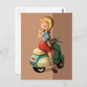 Carte Postale Scooter fille (Devant / Derrière)