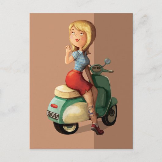 Carte Postale Scooter fille (Devant)