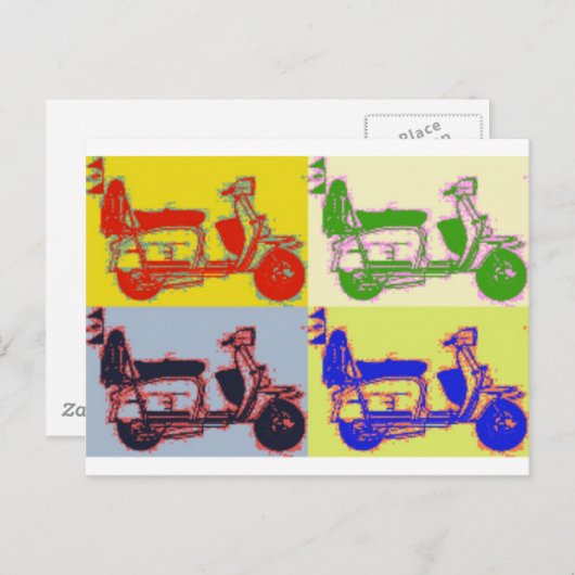 CARTE POSTALE SCOOTER POP ART (Devant / Derrière)
