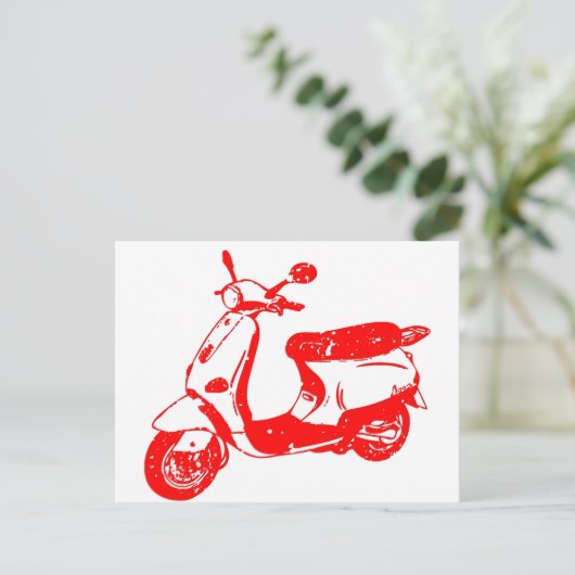 Carte Postale Scooter rouge (Debout devant)