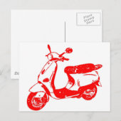 Carte Postale Scooter rouge (Devant / Derrière)