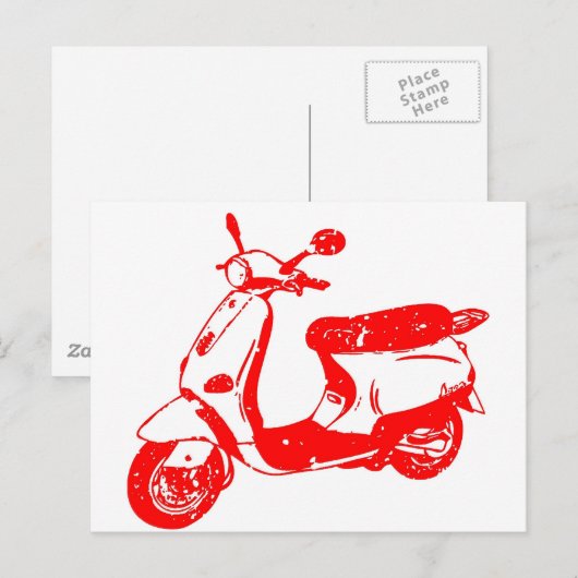 Carte Postale Scooter rouge (Devant / Derrière)