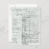 Carte Postale Score autographe de l'acte III (Devant / Derrière)