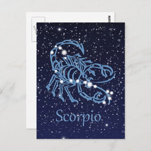Carte Postale Scorpio Constellation & Zodiac Signe avec étoiles (Devant / Derrière)