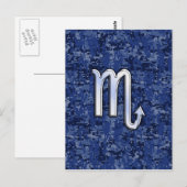 Carte Postale Scorpio d'argent signe Zodiac Marine Camo bleu (Devant / Derrière)