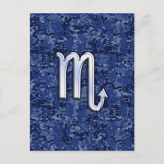 Carte Postale Scorpio d'argent signe Zodiac Marine Camo bleu (Devant)