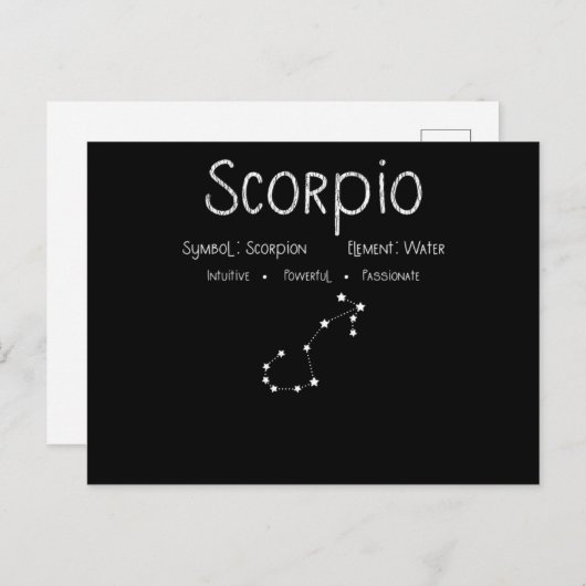 Carte Postale Scorpio Horoscope Astrologie Étoile Signal Anniver (Devant / Derrière)
