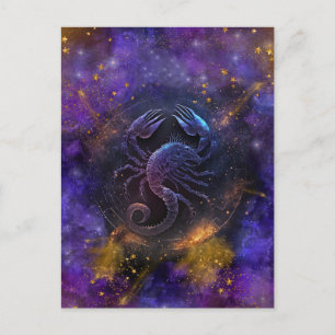 Carte Postale Scorpio signe Zodiac Aquarelle Design
