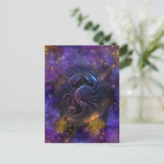 Carte Postale Scorpio signe Zodiac Aquarelle Design (Debout devant)
