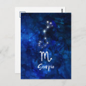 Carte Postale Scorpio Zodiac Constellation Bleu Galaxie Céleste (Devant / Derrière)
