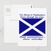 Carte Postale Scot Highlander Sang & Whisky (Devant / Derrière)