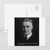 Carte Postale Scott Fitzgerald "Amour/Commencement" Citation Cad (Devant / Derrière)