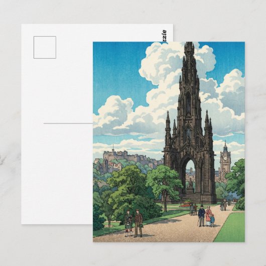 Carte Postale Scott Monument of Edinburgh Japanese Woodblock Pri (Devant / Derrière)