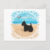 Carte Postale Scottie à la plage avec Seagull (Devant)