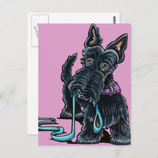 Carte Postale Scottie à pied (Devant / Derrière)