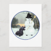 Carte Postale Scottie Chien et Snowman (Devant)