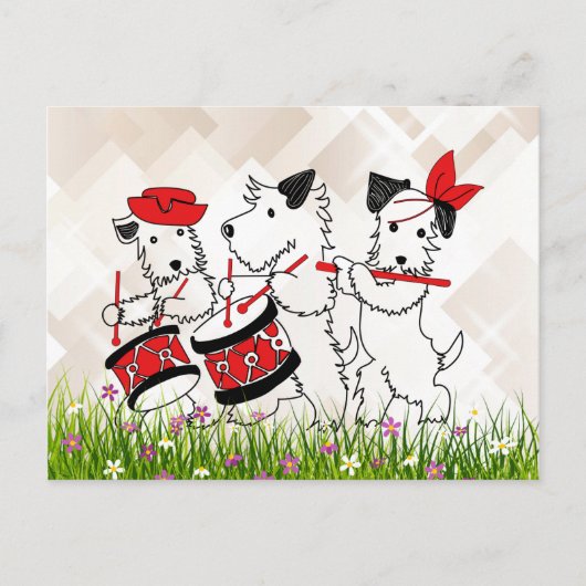 Carte Postale Scottie Dogs Band, mignonette et câlinée (Devant)