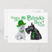 Carte Postale Scottie & Westie St. Paddy's Day (Devant / Derrière)