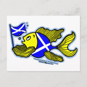 Carte Postale Scottish Fish avec drapeau écossais