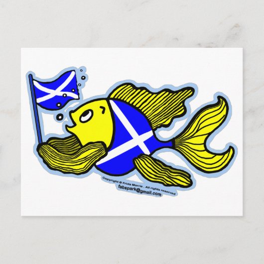 Carte Postale Scottish Fish avec drapeau écossais (Devant)