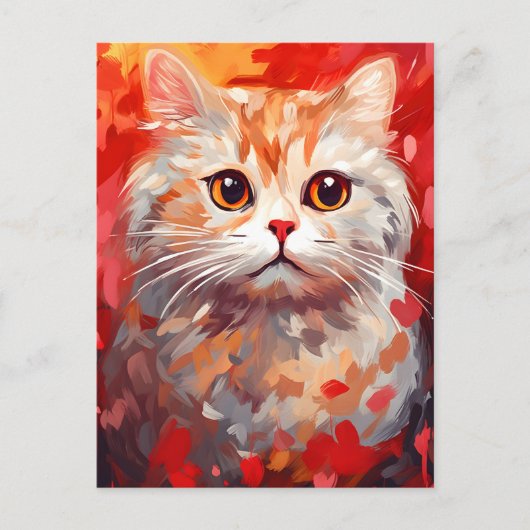 Carte Postale Scottish Fold Cat Saint Valentin (Devant)