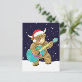 Carte Postale Scottish Highland Cows Joue Une Guitare De Noël (Debout devant)