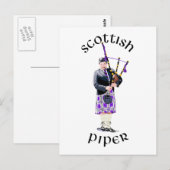 Carte Postale Scottish Piper - Violet (Devant / Derrière)