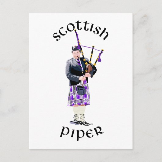 Carte Postale Scottish Piper - Violet (Devant)