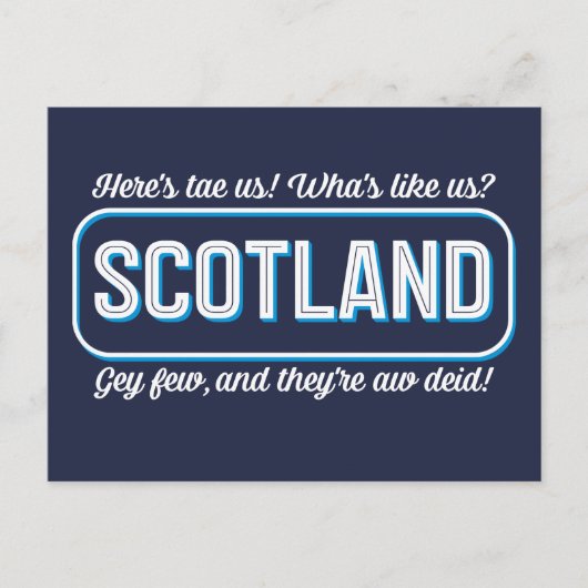 Carte Postale Scottish Poem, Qu'est-ce que nous aimons ? Toast (Devant)