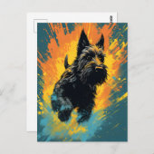Carte Postale Scottish Terrier art (Devant / Derrière)