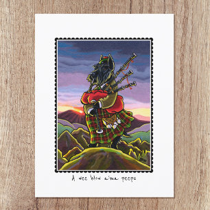 Carte Postale Scottish Terrier Bagpipes Kilt Chien personnalisé