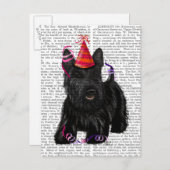 Carte Postale Scottish Terrier et Casquette de fête (Devant / Derrière)