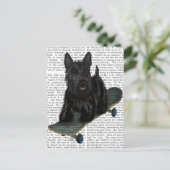 Carte Postale Scottish Terrier et Skateboard (Debout devant)