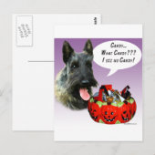 Carte Postale Scottish Terrier Halloween Candy (Devant / Derrière)