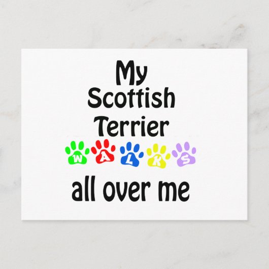 Carte Postale Scottish Terrier Walks Design (Devant)