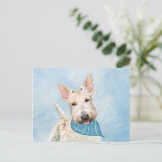 Carte Postale Scottish Terrier Wheaten Dog Painting Art original (Debout devant)